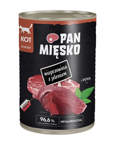 PAN MIĘSKO cu porc și cerb 400 g hrană umedă pentru pisici adulte