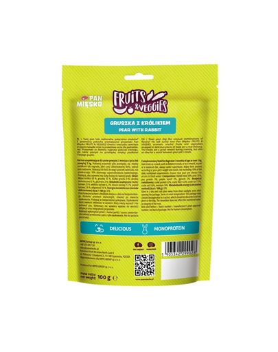 Fruits and Veggies Gruszka z królikiem przysmak dla psa 100 g