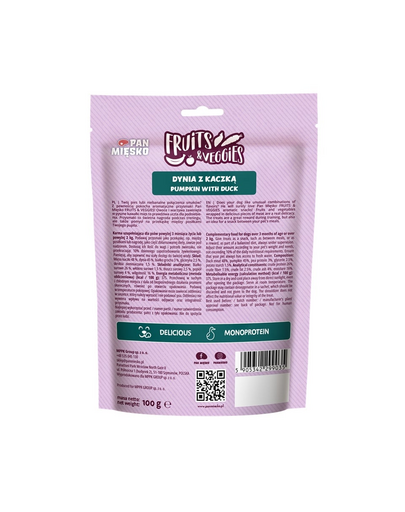 Fruits and Veggies Dynia z kaczką przysmak dla psa 100 g