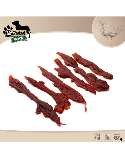 Fileuri moi din rață pentru câini Mr. Pretzel 500 g gustare naturală și sănătoasă