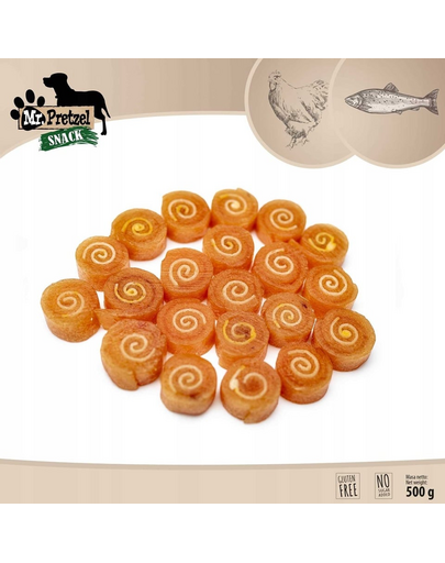 MR. PRETZEL Sushi pui și cod 500 g snack pentru câini