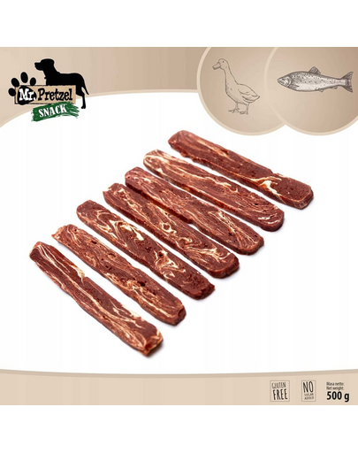 MR. PRETZEL Fâșii din rață și cod 500 g recompensă pentru câini