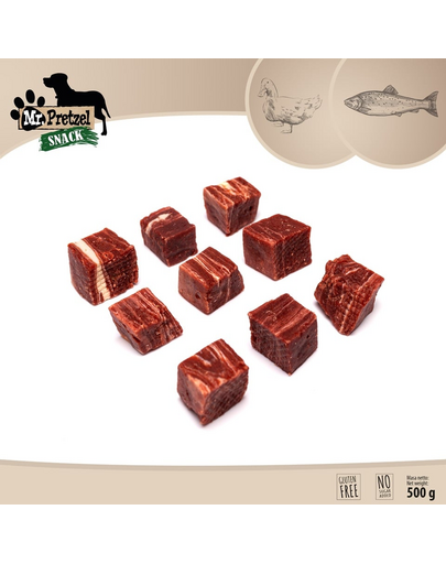 MR. PRETZEL Cuburi din rață și pește 500 g recompense câini
