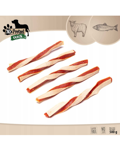 MR. PRETZEL Rulouri pentru câini cu miel și pește 500 g