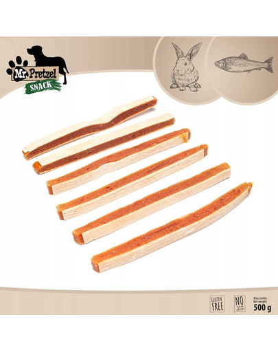 MR. PRETZEL Fâșii iepure și cod pentru câini 500 g