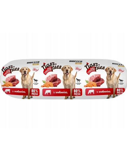 BIOFEED NASZ PIES baton cu vită 1 kg hrană umedă câini