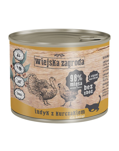 WIEJSKA ZAGRODA Kitten curcan și pui 6x200 g hrană pisoi