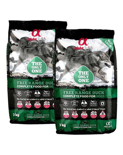ALPHA SPIRIT Free range hrană câini cu rață 2x3 kg