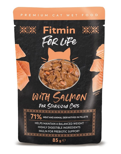 FITMIN For Life For Sterilized Cats Salmon 85g Hrana umeda pisici sterilizate, cu somon in sos