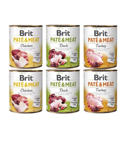 BRIT Pate&Meat Mix arome de pasare 6x800 g pate caini