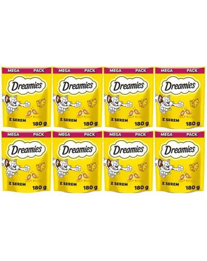 DREAMIES Mega Pack Chrupiące przysmaki dla kota o smaku sera 8x180 g