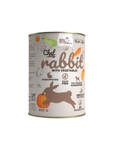 SYTA MICHA Chef Monoprotein cu iepure și legume 400 g hrană umedă pentru câini