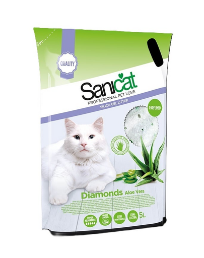 SANICAT Diamonds Aloe Vera 5 L nisip silicat absorbant pentru pisici