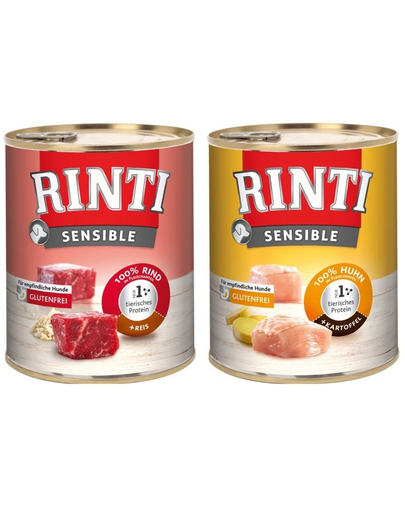 RINTI Sensible Wołowina z ryżem 6x800 g + Kurczak z ziemniakami 6x800 g