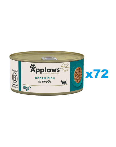 APPLAWS Cat Adult Ocean Fish in Broth pentru pisici 72x70 g peste oceanic in supa