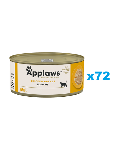 APPLAWS Cat Adult Chicken Breast in Broth 72x156g piept pui in supa, hrana pisici