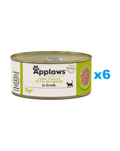 APPLAWS Cat Adult Tuna with Seaweed in Broth 6x70 g hrana umeda pisica, ton si alge