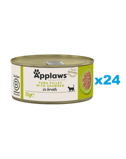 APPLAWS Cat Adult Tuna with Seaweed in Broth ton cu alge in sos 24x70 g pisici