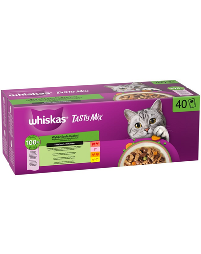WHISKAS Adult Tasty Mix în sos 40x85 g hrană umedă pisici adulte
