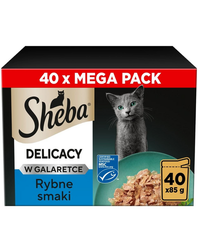 SHEBA Delicacy mix pește în leleu 40x85g hrană pisici adulte
