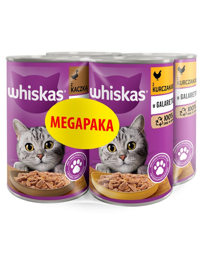 WHISKAS Adult Megapack Mix pui și rață în aspic 4x400 g hrană umedă pisici adulte