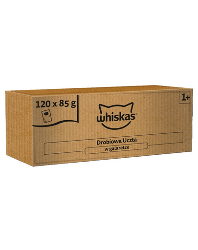 WHISKAS Adult în aspic 120x85 g hrană umedă pisici adulte, festin pasăre