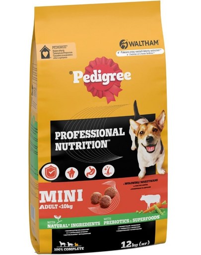 PEDIGREE Professional Nutrition Adult Mini vită și legume 12 kg hrană câini rase mici