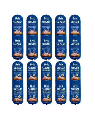 BRIT Premium Sausage mix baton carne caini 10x800 g (pui&iepure, pui)