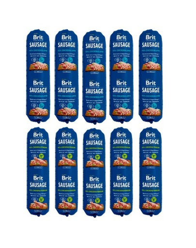 BRIT Premium Sausage Mix salam caini 10x800 g hrană umedă câini (pui & vânat, pui & miel)