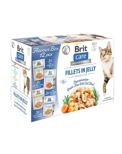 BRIT Care Cat Flavour Box in Jelly hrana umeda mix pentru pisici, 12 x 85g