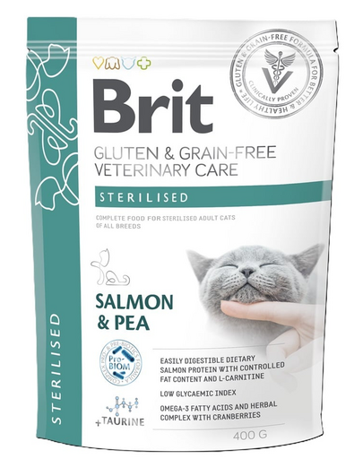 BRIT Grain Free Veterinary Care Cat Sterilised somon și mazăre 400 g
