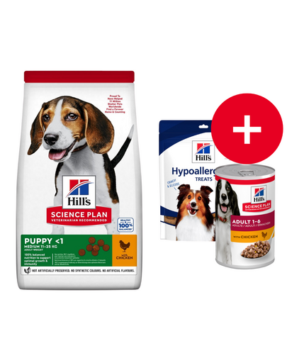 HILL'S Science Plan Canine Puppy Medium Chicken 18 kg + recompense GRATIS