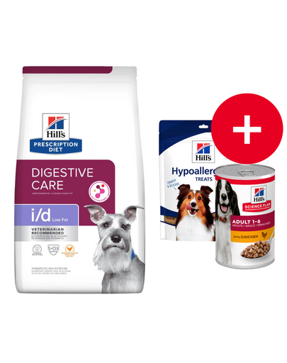 HILL'S Prescription Diet Digestive Care i/d ActivBiome Canine Low Fat pui 12 kg + recompense GRATIS