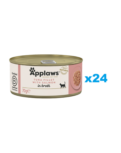 APPLAWS Cat Filet Set conserve pisica, cu ton si somon in sos 24x70 g