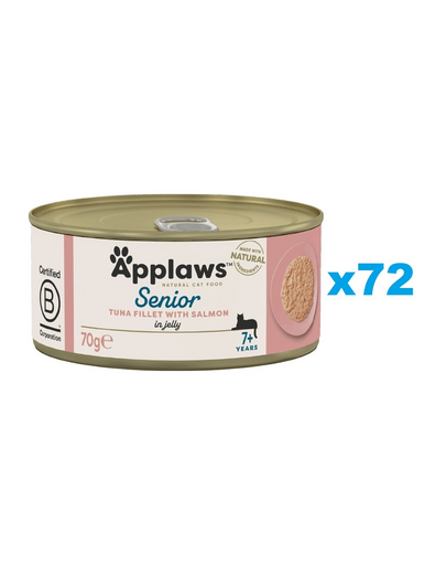 APPLAWS Cat Senior Tuna with Salmon in Jelly mancare umeda pisici senioare, cu ton si somon 72x70g