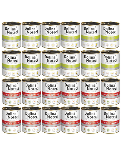 DOLINA NOTECI Mix conserve cu vită și gâscă Premium 24x800 g pentru câini