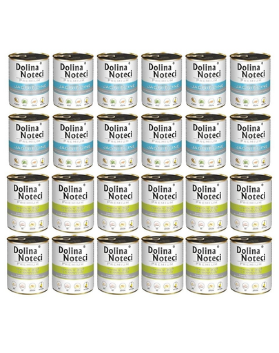 DOLINA NOTECI Mix arome Premium pentru câini 24x800g cu miel și câscă cu cartofi