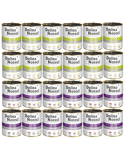 DOLINA NOTECI Mix arome Premium hrană câini 24x800g iepure cu merisoare și gâscă cu cartof