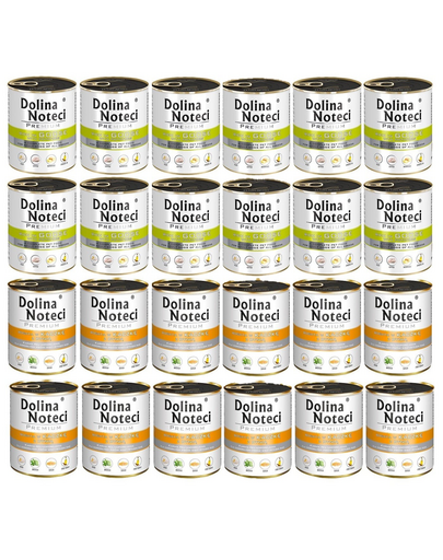 DOLINA NOTECI Mix conserve câini Premium 24x800g rață și dovleac cu gâscă și cartofi