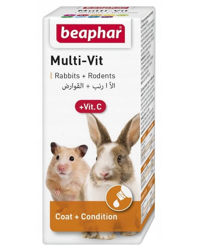 BEAPHAR Multi-Vit + Vit. C supliment multivitaminic iepuri și rozătoare, 20 ml