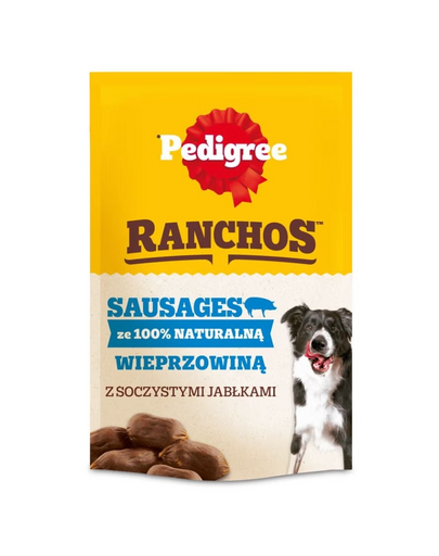 Recompense câini naturale cu porc PEDIGREE Ranchos Sausages 60 g fără cereale