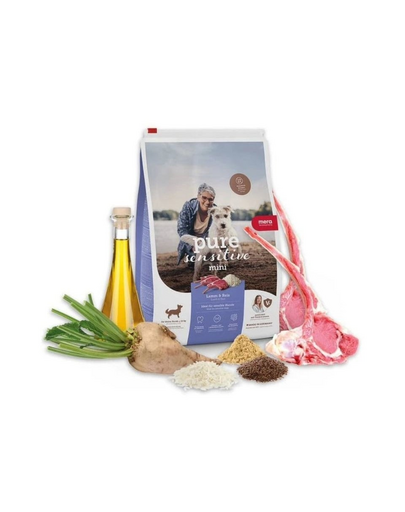 Hrană câini mici sensibili MERA Pure Sensitive Mini 4 kg miel &amp; orez digestie ușoară
