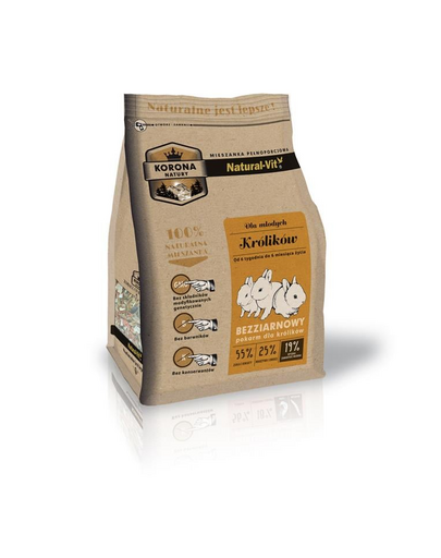 Korona Natury Mieszanka bezziarnowa dla młodych królików 750 g