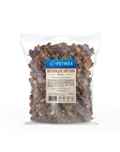 Plămân de vită cub câini snack natural recompensă PETMEX 500 g