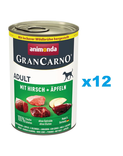 ANIMONDA GranCarno Adult Conserve caine, cu vanat si mere 12x400 g