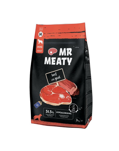 Hrană uscată câini adulți digestie sensibilă vită și capră MR MEATY 3kg