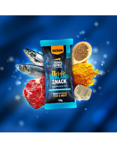 PRIMAL SPIRIT Iberian Nordic Sealand recompense moi pentru câini, cu porc și pește 110 g