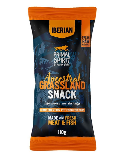 PRIMAL SPIRIT Iberian Ancestral Grassland 110 g recompense moi pentru câini, cu porc