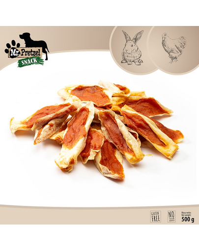 Gustări câini naturale de ros iepure MR. PRETZEL 500g