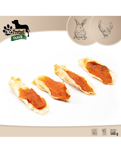 Gustări câini naturale de ros iepure MR. PRETZEL 500g